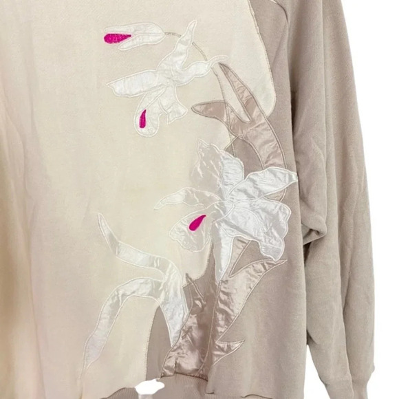 Vintage 80s 90s Granny Pullover Crewneck Sweatshirt Womens Small Floral Satin - Picture 4 of 9